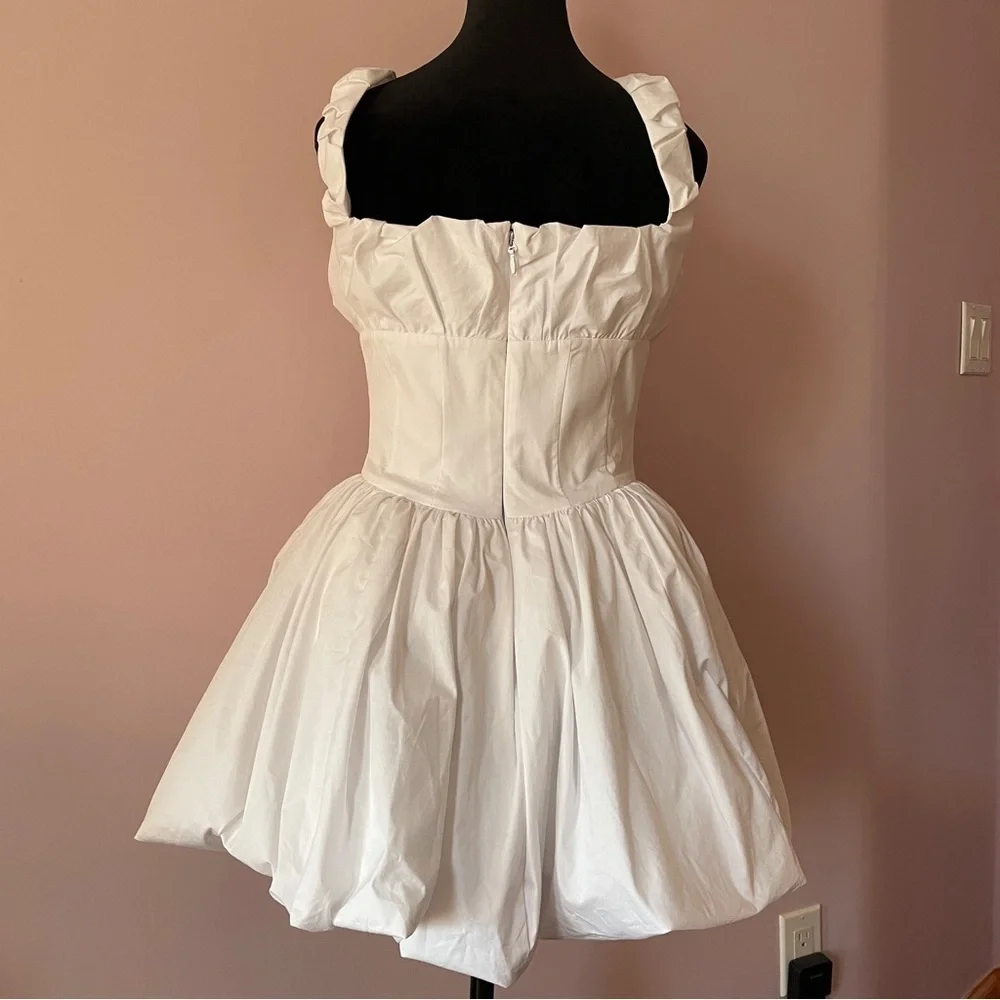 House of CB- Le Puff White Cotton Tulle Mini Dress Square Neck Romantic Size M